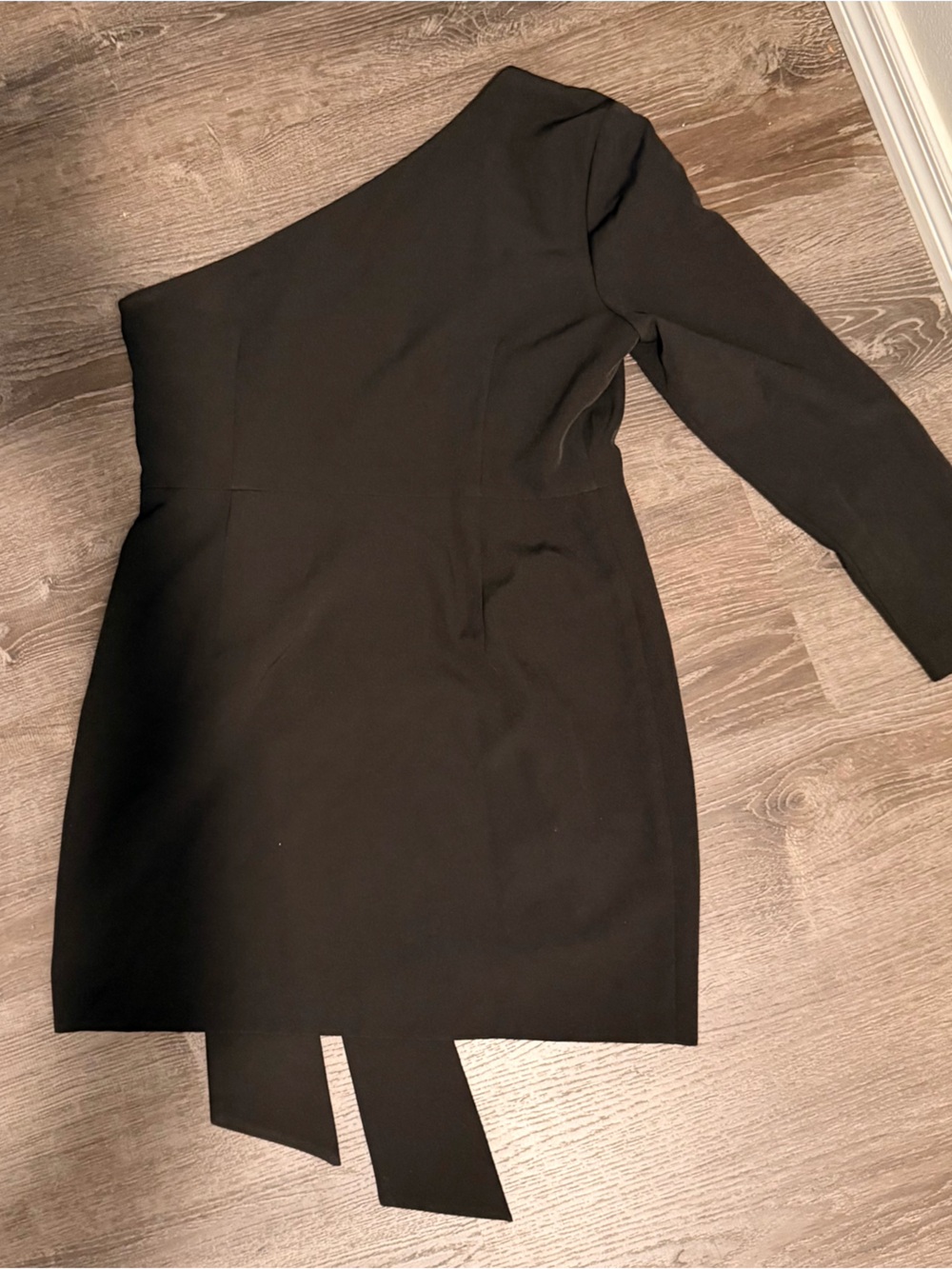 Gianni Bini Valerie One Shoulder Long Sleeve Faux Wrap Tie Side Mini Dress - Picture 5 of 5